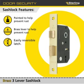 Sterling MLS325 2.5-inch/65mm 3-Lever Sashlock - Brass