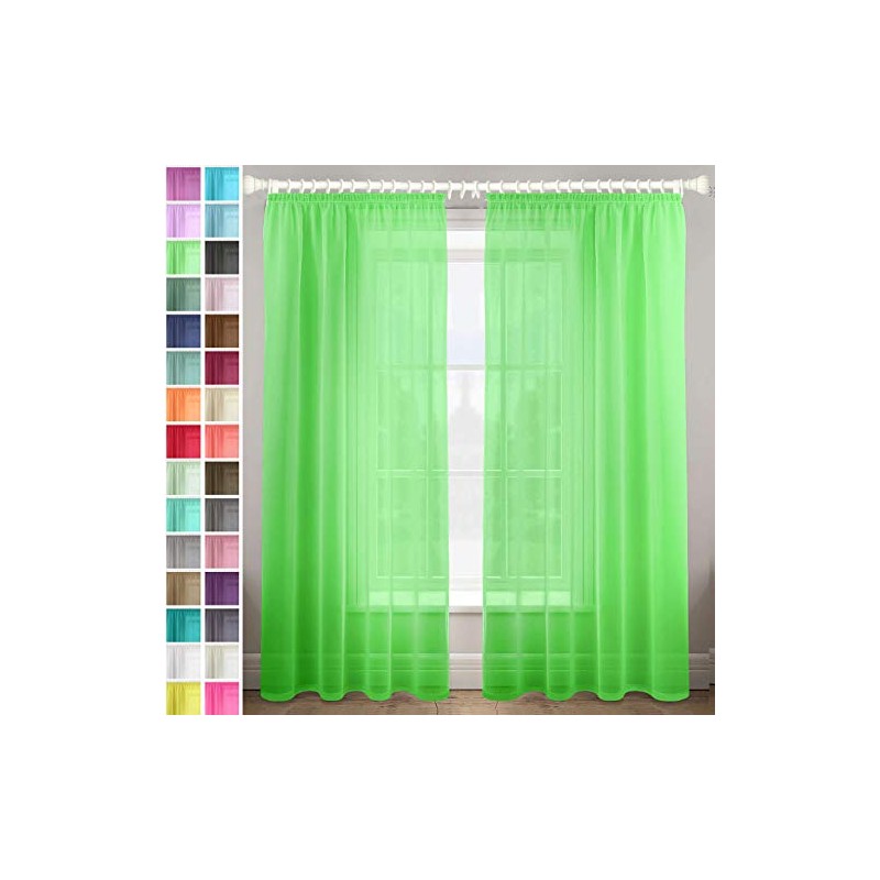 Megachest gathering tape voile curtain(Lime W 56" x L 81"