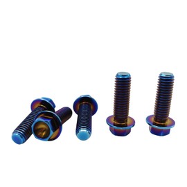 RISON-Titanium Hex Screws with Flange M8 x 1.25 x 25 mm, Pack of 5 Titanium Screws Hex Head Screws, Flange Screws Titanium Bolt Machine Screws for Motorcycle, Bicycle Modification