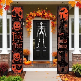 Decorative Hanging Banner,Outdoor Banners for Front Door Outside Yard Welcome Home Wall Party Supplies(Orange black)