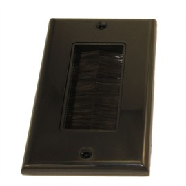 MyCableMart Wallplate: Single-Gang Decora with Brush Pass-thru, Black