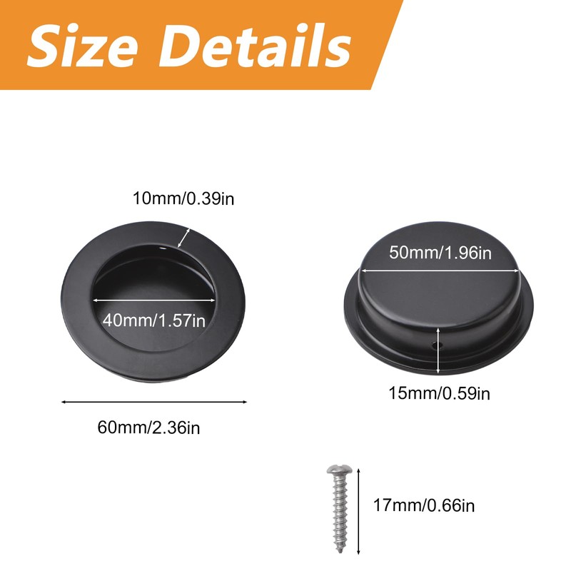 MOROBOR Black Flush Pulls Barn Door Pulls Handles, 4PCS 304