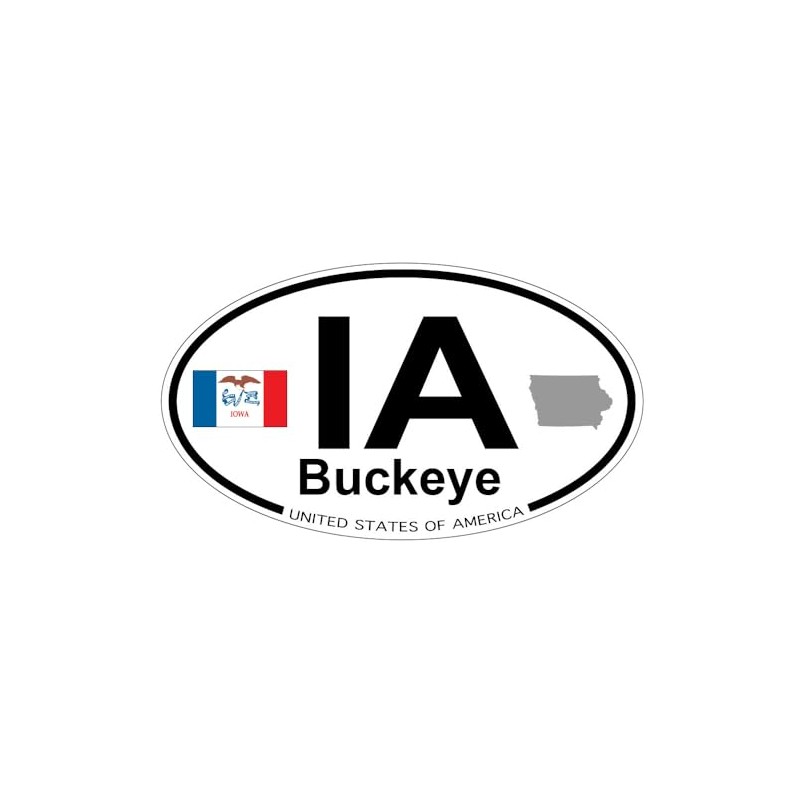 US Decal, Inc. Buckeye, Iowa Oval Sticker with State Flag