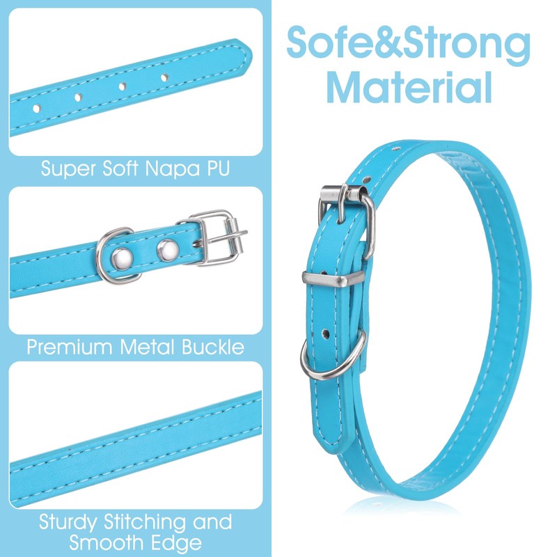 16 Pcs Puppy Leather Collars for Litter, 16 Color ID