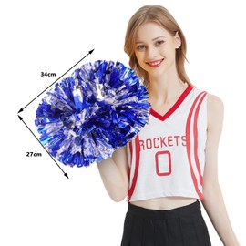 2PCS Cheerleading Pom Poms, Metallic Foil Cheer Poms, Hand Flower Pompoms for Games Stage Performances Audience Cheerleader Balls (Gold)