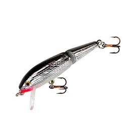 Rebel Lures Jointed Minnow Crankbait Fishing Lure, silver/black, 2 1/2 in, 1/8 oz