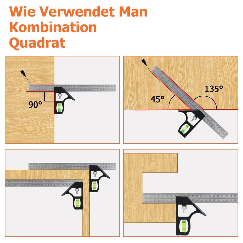 Adusa Carpenter's Square, Multifunctional Carpenter's Square 17 cm Metric, Try