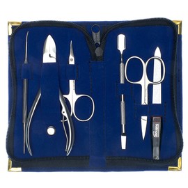 Blue Velvet – 6 Pieces Manicure Case/Nail Clippers – Nail File – Nail Scissors – Cuticle Scissors And File – Cuticle Pusher