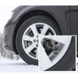 Arenbel Tire Stem Valve Caps 4 Pack Car Tire Valve Caps Skull Tire Wheel Rim Dust Cover fits Cars, Trucks, Bikes, Motorcycles, Bicycles，Attractive Car Accessories, Black