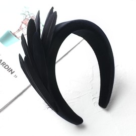Zinniday Women's 1920s Feather Headband - Black Goose Feather Fascinators Fashion Elegant Headband Classic Velvet Headpiece for Women Girls Events and Party