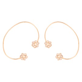 NEW! Touchstone Handcrafted Fresh And Trendy Fashion Floral Pattern Rhinestone Faux Pearls Elegantly Stylized Designer Jewelry Hoop Baali Earrings In Gold Tone For Women.