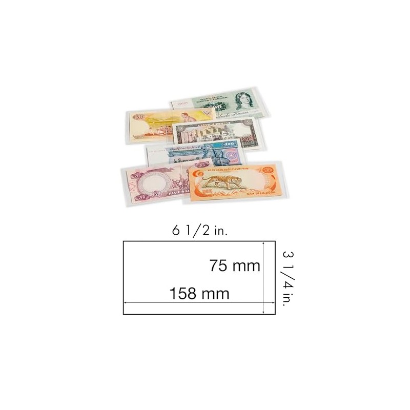 Basic banknote Sleeves, 158 x 75 mm