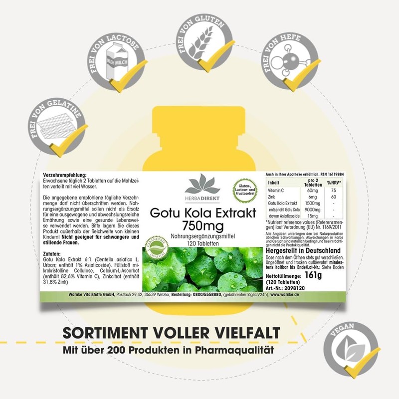 Gotu Kola 750 mg - 120 Tablets - High Dose
