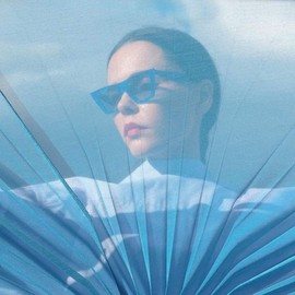 Azoxus - anteojos de sol para mujer, estilo retro, diseño de ojo de gato, Azul, Sobredimensionado