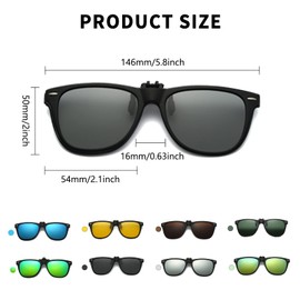 Long Keeper Sunglasses Attachment Glasses – Polarised Sunglasses Clip Sunglasses Attachment for Glasses Wearers Men Women with UV Protection, Photochromic