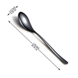 Kyraton Black Soup Spoons, Pack of 12, 20.3 cm Stainless Steel Table Spoons, Kitchen Spoon Set, Dinner Spoon, Suitable for Any Dinner, Family, Cafe, Dishwasher Safe
