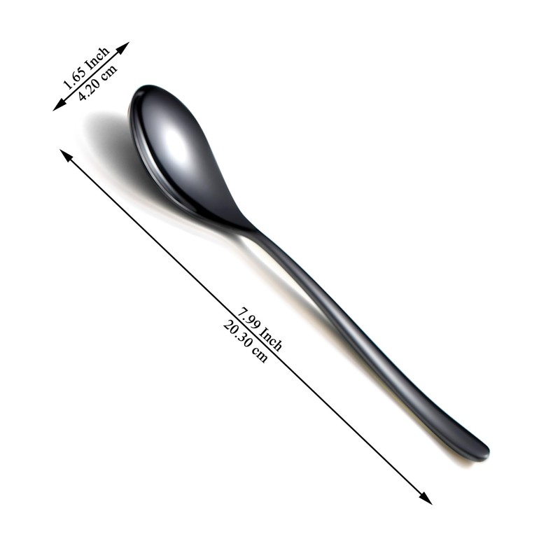 Kyraton Black Soup Spoons, Pack of 12, 20.3 cm Stainless