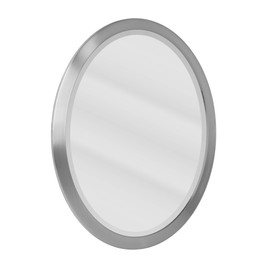 Head West Elegant Classic Oval Brushed Nickel Stainless Steel Silver Framed Wall Mounted Beveled Edge Mirror for Bathroom, Fits for Vertical & Horizontal Placement- 23" x 29"