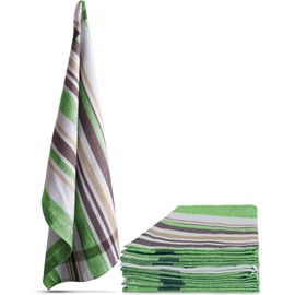Aspero 10 Tea Towels, Cotton Tea Towels, Washable up to 60 °C, Toffee Green