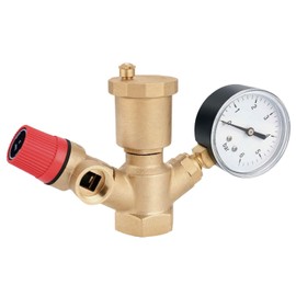 AQUA HEATING Safety Group Hot Water Tank, 1 Inch, 3 Bar with Check Valve, Vent Valve, Pressure Gauge, Central Heating, Underfloor Heating