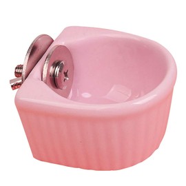 Small Animals Bowl, Detachable Cage Feeder Pet Ceramic Water & Food Feeder , Small Animal Supplies for Rabbit Parrot Squirrels Chinchilla Hamster Ferret (Pink, S)