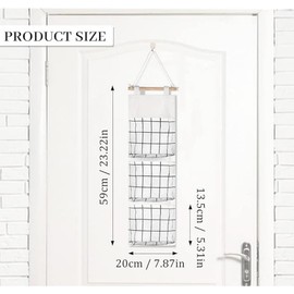 Wall Hanging Bag, Linen Fabric Hanging Organizer, Waterproof Hanging Storage Bag with 3 Pockets, Hanging Wall Organizer for Living Room, Bedroom, and Bathroom (2 pcs)