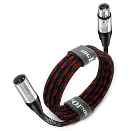 Augioth XLR to XLR Pro Mic Cable Male to Female XLR Cable 3-pin Red Balanced Shielded Microphone Cable for Amplifier Mixer,Speaker Systems,Recording Studio,10Ft