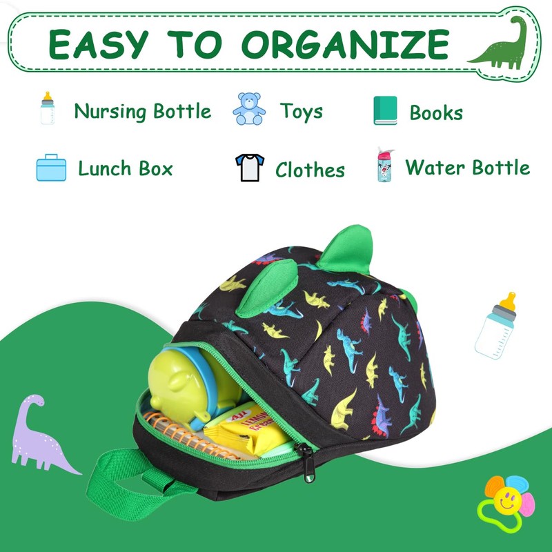 Mini Toddler Backpack with Leash,VASCHY Ultra Lightweight Dinosaur Backpack Tiny