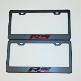 RS 2 pcs Black License Plate Frame for 3D Black Red RS Logo