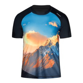 SURFEASY Men's Rash Guard UV Shirt Quick-Drying Swimming Shirt UPF 50+ Breathable Sports Functional Shirts Surfing Fishing Hiking, Sunshine/Black, XXL