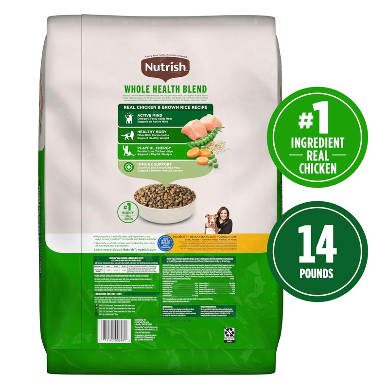 Nutrish Premium Natural Dry Cat Food, Real Chicken & Brown