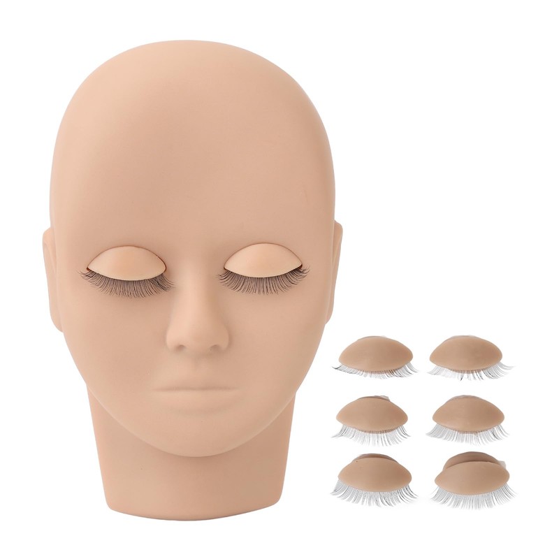 Lash Extension Mannequin Head, Simulated Reusable Practice Safe 3D Rubber