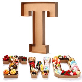 SiliFine 13.7''H Cardboard Letters Box for Charcuterie Birthday Fillable Paper Mache Candy Container Letter Box for Birthday Treats Festival Decorative Box (Letter T)