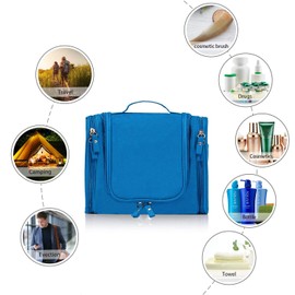 Hanging Travel Toiletry Bag, Cosmetic Kit Bags, Waterproof Shower Organizer, Large Makeup Storage Bag, Family Grooming Kit, Travel Bath Pouch Bag with Hanging Hook for Men/Women Gift Item (Blue)