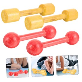 Gogogmee 2-Pair Wooden Kids Exercise Dumbbells Small Hand Weights for Kindergarten Play Dance Toys