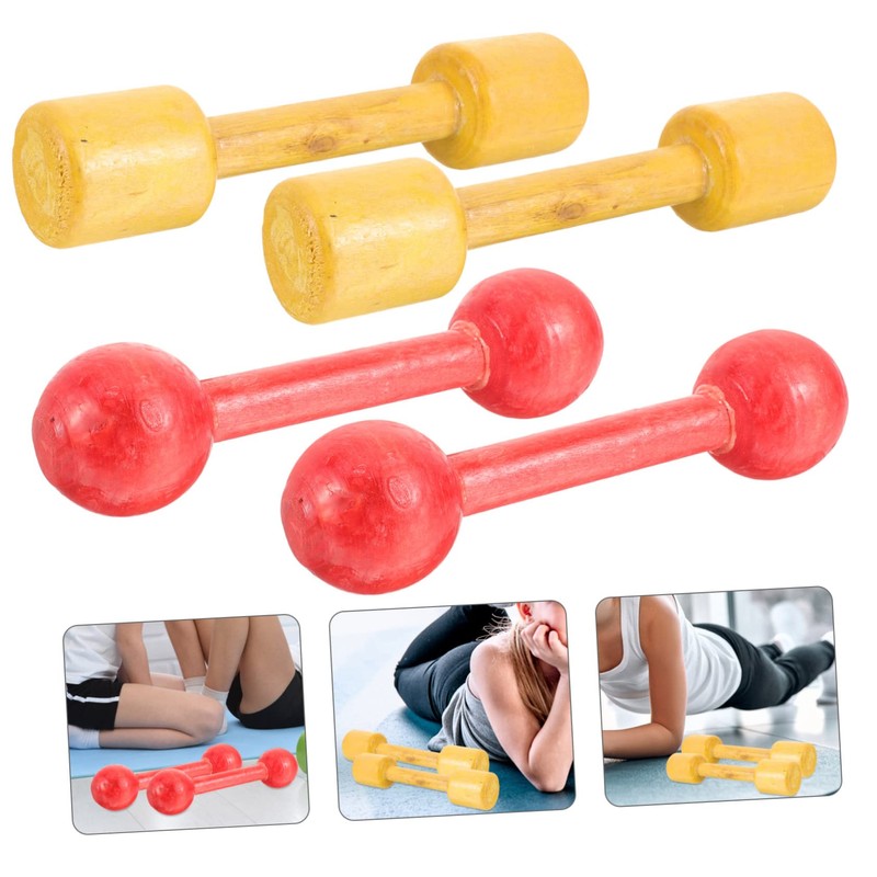 Gogogmee 2-Pair Wooden Kids Exercise Dumbbells Small Hand Weights for