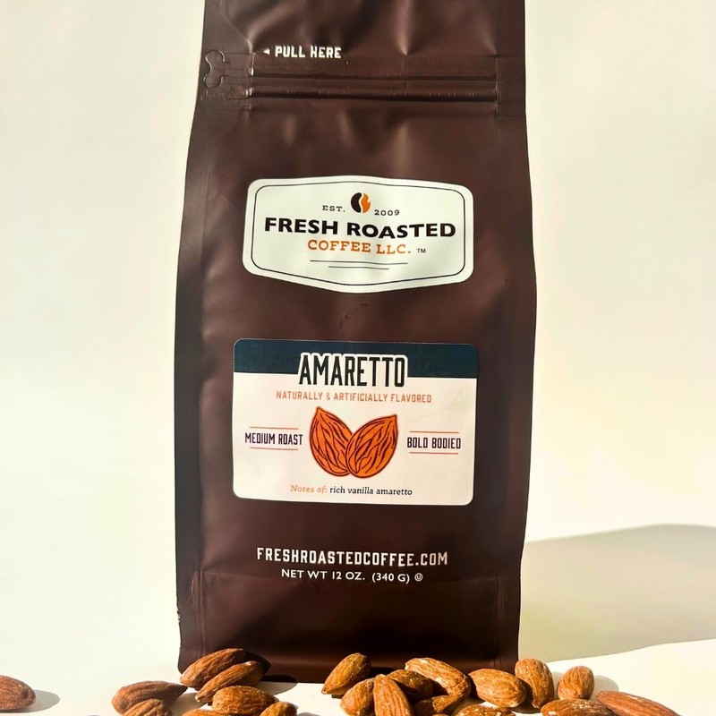 Fresh Roasted Coffee, Amaretto Flavored Coffee,5 lb, Medium Roast, Kosher,