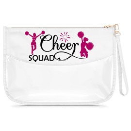 Gfhzdmf Appreciation Gift for Cheer Coach Teacher Clear Makeup Bag Cheer Gifts for Cheerleaders Cheer Mom Cheer Team Gift for Women Cosmetic Bag Thank You Birthday Present Zipper Toiletry Pouch