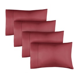 Standard Size Pillow Cases Set of 4 - Extra Soft Pillowcases - 50cm x 75cm - Breathable & Cooling Pillow Cases 4 Pack - Luxury Pillow Covers - Machine Washable - Pillow Protectors 4 Piece (Burgundy)
