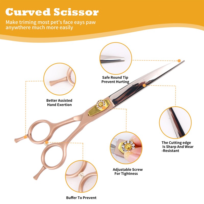 7 Inch Professional Dog Grooming Scissors Kit, 6-in-1 Grooming Scissors