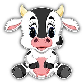 Cute Cow Cartoon Animal Art Decor 5'' x 5'' Vinyl Decal Sticker Wall Window any Smooth Surface