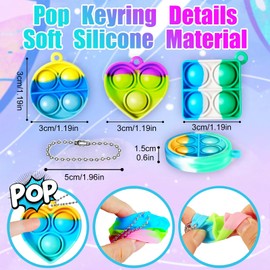 100 Pcs Mini Pop Keychain Fidget Toys for Kids Adults, Mini Bulk Toys Pop Push Bubble Sensory Stress Relief Hand Toys, Loot Bag Fillers Goodie Bag Stuffers Birthday Party Favors for Kids(Random Color)