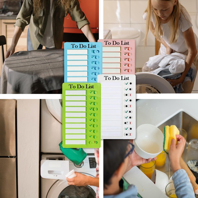 4Pcs Chore Chart for Kids Portable Memo Plastic Board, to