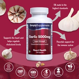 Garlic 5000 mg - 120 Capsules - Suitable for Vegans - Supply for up to 4 Months - SimplySupplements