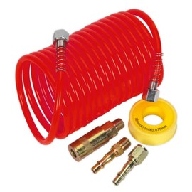 Air Hose Kit 5m x 5mm PU Coiled with Connectors