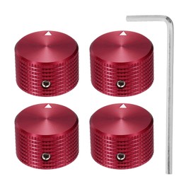 MECCANIXITY 4 Pcs Aluminium Potentiometer Knobs, 1/4" (6mm) Universal Volume Tone Control Knobs for Guitar, Bass, Grid 5/8" Red