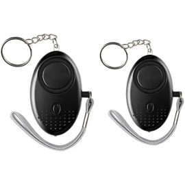 2pcs Personal Security Alarms, 150DB Reusable Police Approved LOUD Security Alarms Siren Keychain with LED Light, Elderly Mini Loud Personal Staff Panic Rape Attack Safety Alarm (Black)