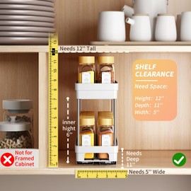 Pull Out Spice Rack Organizer for Cabinet, 3 Packs Slide Out Spice Racks Organizer, Spice Cabinet Organizers, Cabinet Size Need:12'' Highx11'' Deepx5'' Wide,Each Tier Hold 10 Spice Jar - 2 Tier, White