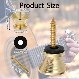 LXUEJIE 12 Pcs Guitar Strap Button Lock Pins, Anti-slipping Metal Guitar Straps Buttons End Pins with Mounting Screws Guitar Strap Accessories for Acoustic Electric Bass Ukulele