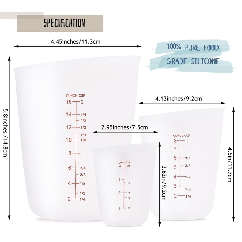 3 PCS Silicone Flexible Measuring Cups,Melting Cups for Epoxy Resin,Butter,Chocolate